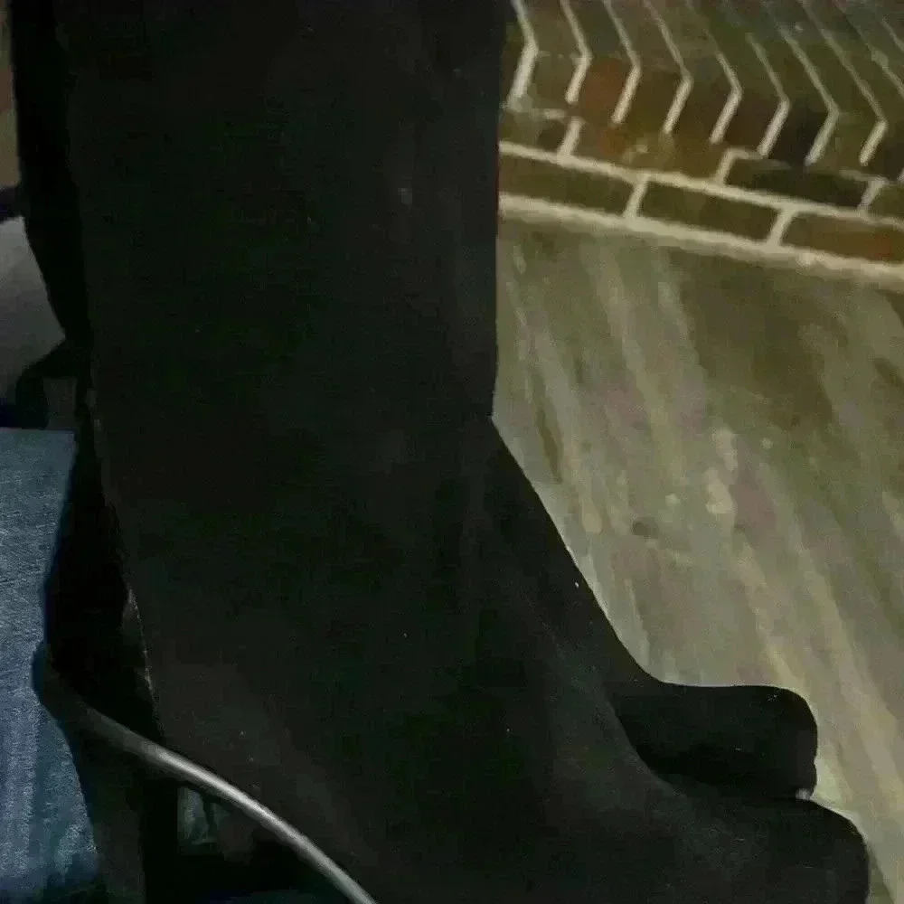Donald J. Pliner Black Suede Heeled Boot with Faux Croc Embossing Size 6 1/2 M